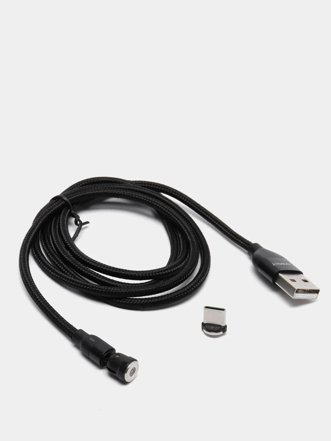 Черный usb кабель Charget магнитный для заряда смартфона 2.4 А+коннектор micro, type c, lightning