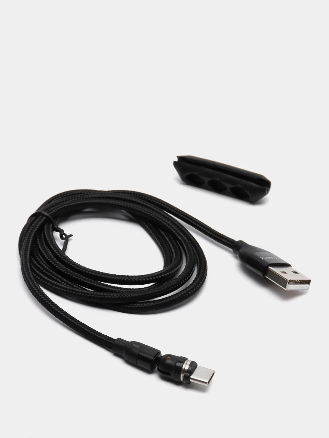 Черный usb кабель Charget магнитный для заряда смартфона 2.4 А+коннектор micro, type c, lightning