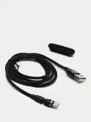 Черный usb кабель Charget магнитный для заряда смартфона 2.4 А+коннектор micro, type c, lightning