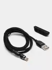 Черный usb кабель Charget магнитный для заряда смартфона 2.4 А+коннектор micro, type c, lightning