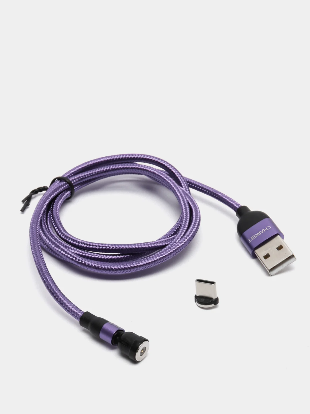 Фиолетовый usb кабель Charget магнитный для заряда смартфона 2.4 А+коннектор micro, type c, lightning