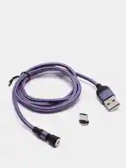 Фиолетовый usb кабель Charget магнитный для заряда смартфона 2.4 А+коннектор micro, type c, lightning