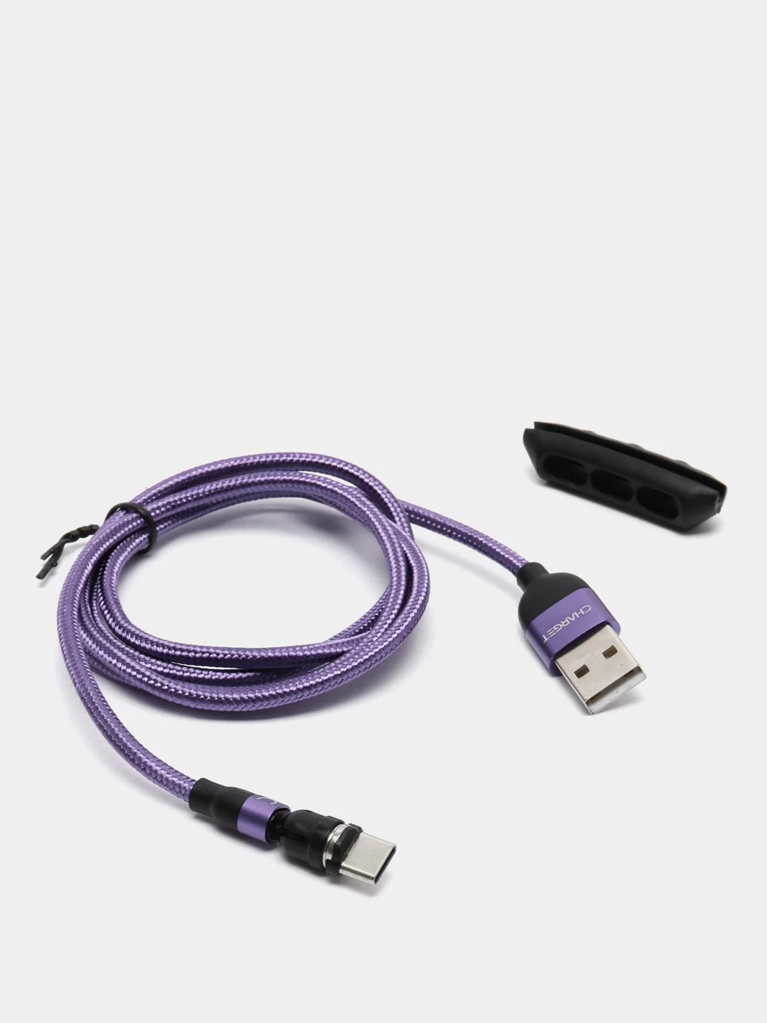 Фиолетовый usb кабель Charget магнитный для заряда смартфона 2.4 А+коннектор micro, type c, lightning