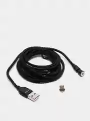 Черный usb кабель Charget магнитный 2-х метровый для зарядки, 2,4 A поворотный micro, type c, ios