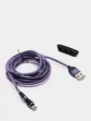 Фиолетовый usb кабель Charget магнитный 2-х метровый для зарядки, 2,4 A поворотный micro, type c, ios
