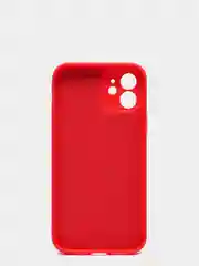 Красный чехол силиконовый для iPhone 12 матовый с защитой камер, закрытым низом и бархатом внутри