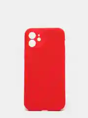 Красный чехол силиконовый для iPhone 12 матовый с защитой камер, закрытым низом и бархатом внутри