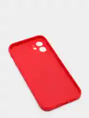 Красный чехол силиконовый для iPhone 12 матовый с защитой камер, закрытым низом и бархатом внутри