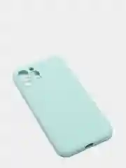 Бирюзовый чехол силиконовый iPhone 12 PRO матовый с защитой камер, закрытым низом и бархатом внутри