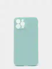 Бирюзовый чехол силиконовый iPhone 12 PRO матовый с защитой камер, закрытым низом и бархатом внутри
