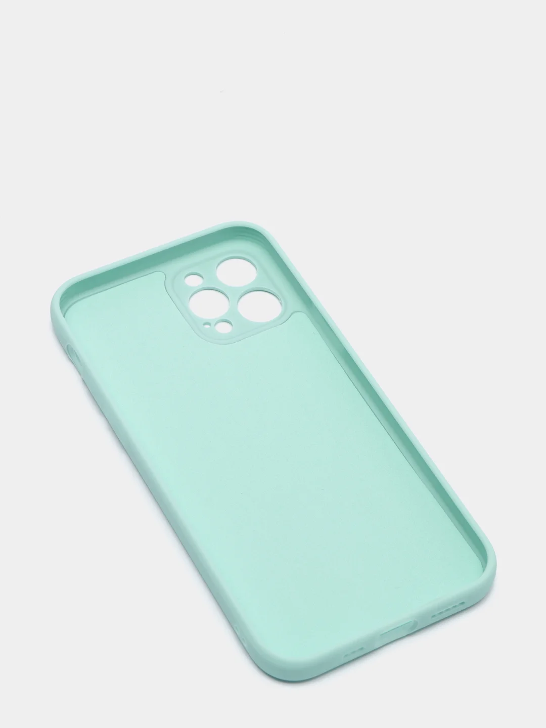 Бирюзовый чехол силиконовый iPhone 12 PRO матовый с защитой камер, закрытым низом и бархатом внутри