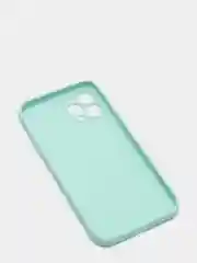 Бирюзовый чехол силиконовый iPhone 12 PRO матовый с защитой камер, закрытым низом и бархатом внутри