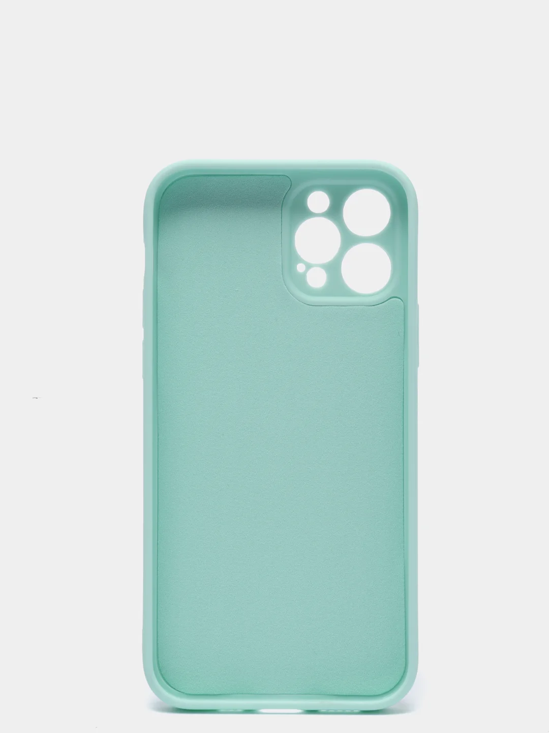Бирюзовый чехол силиконовый iPhone 12 PRO матовый с защитой камер, закрытым низом и бархатом внутри