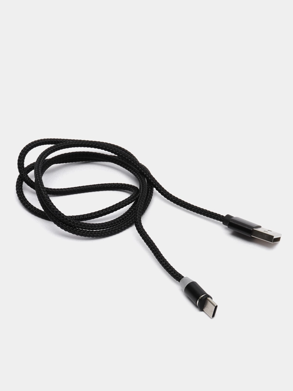 USB кабель в нейлоновой оплетке с магнитным разъемом. Длина 1 метр