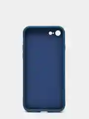 Синий меланж чехол для iPhone 7, 8, SE 2020 матовый силиконовый с закрытым низом и бархатом внутри