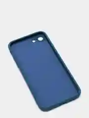 Синий меланж чехол для iPhone 7, 8, SE 2020 матовый силиконовый с закрытым низом и бархатом внутри