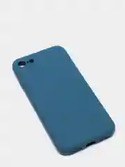 Синий меланж чехол для iPhone 7, 8, SE 2020 матовый силиконовый с закрытым низом и бархатом внутри