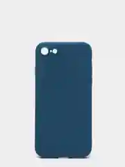 Синий меланж чехол для iPhone 7, 8, SE 2020 матовый силиконовый с закрытым низом и бархатом внутри