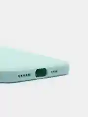 Бирюзовый чехол силиконовый для iPhone 12 матовый с защитой камер, закрытым низом и бархатом внутри