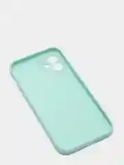 Бирюзовый чехол силиконовый для iPhone 12 матовый с защитой камер, закрытым низом и бархатом внутри