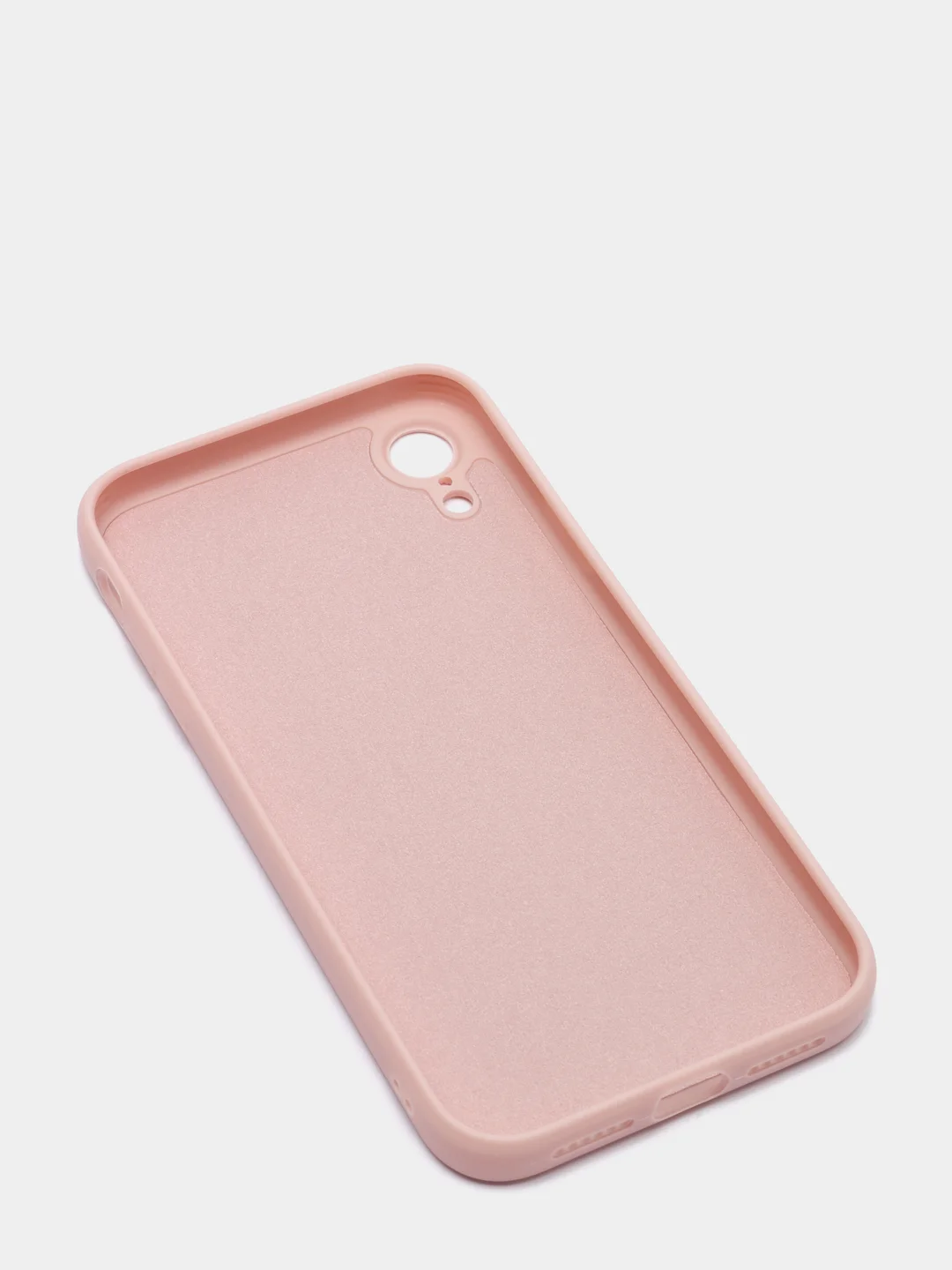 Коралловый меланж чехол для iPhone XR матовый силиконовый с закрытым низом и бархатом внутри