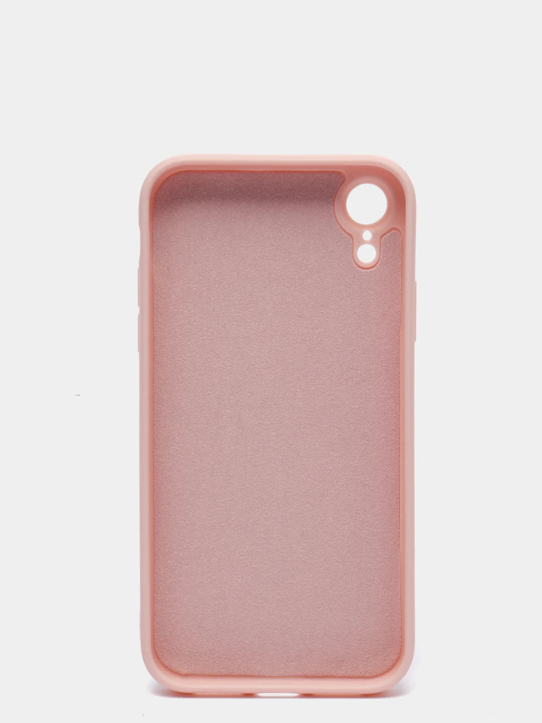 Коралловый меланж чехол для iPhone XR матовый силиконовый с закрытым низом и бархатом внутри
