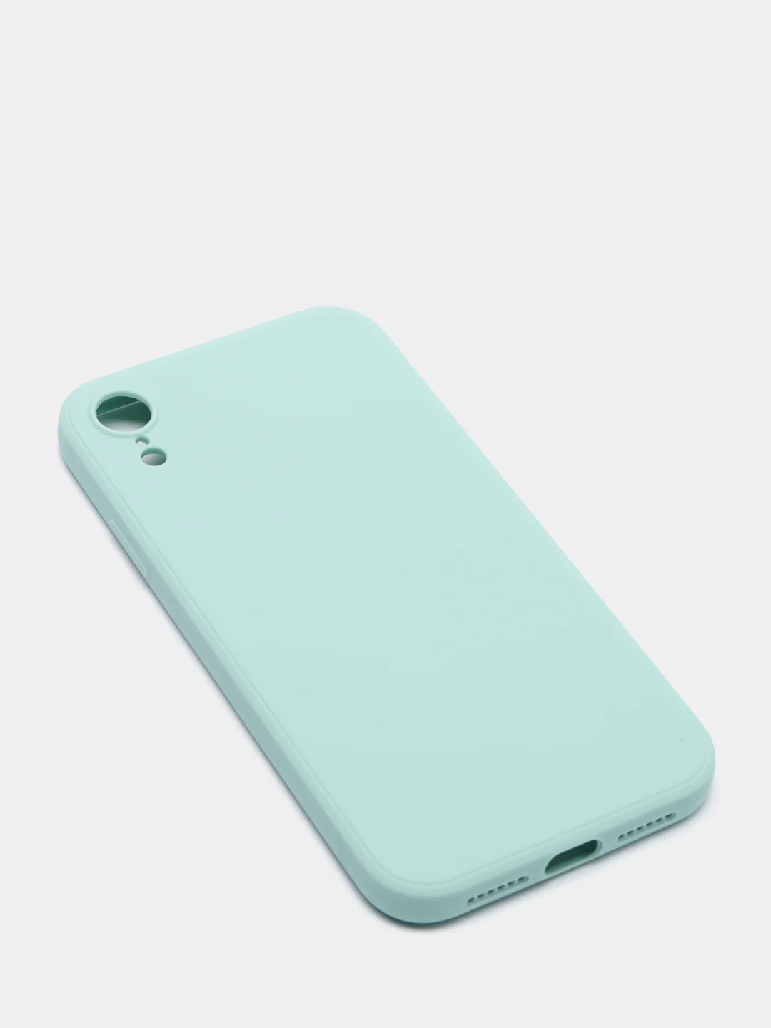 Бирюзовый чехол для iPhone XR матовый силиконовый с закрытым низом и бархатом внутри