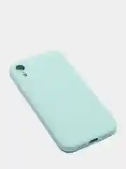 Бирюзовый чехол для iPhone XR матовый силиконовый с закрытым низом и бархатом внутри