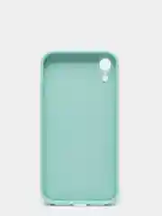 Бирюзовый чехол для iPhone XR матовый силиконовый с закрытым низом и бархатом внутри