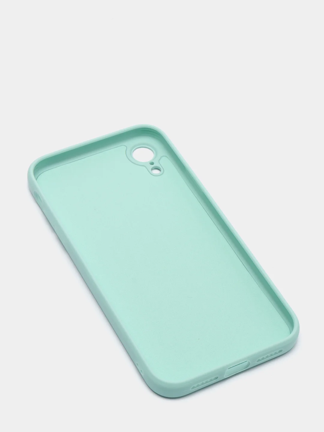 Бирюзовый чехол для iPhone XR матовый силиконовый с закрытым низом и бархатом внутри