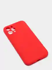 Красный чехол силиконовый iPhone 12 PRO матовый с защитой камер, закрытым низом и бархатом внутри
