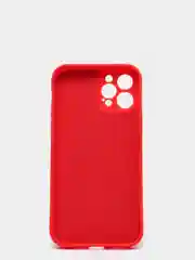 Красный чехол силиконовый iPhone 12 PRO матовый с защитой камер, закрытым низом и бархатом внутри