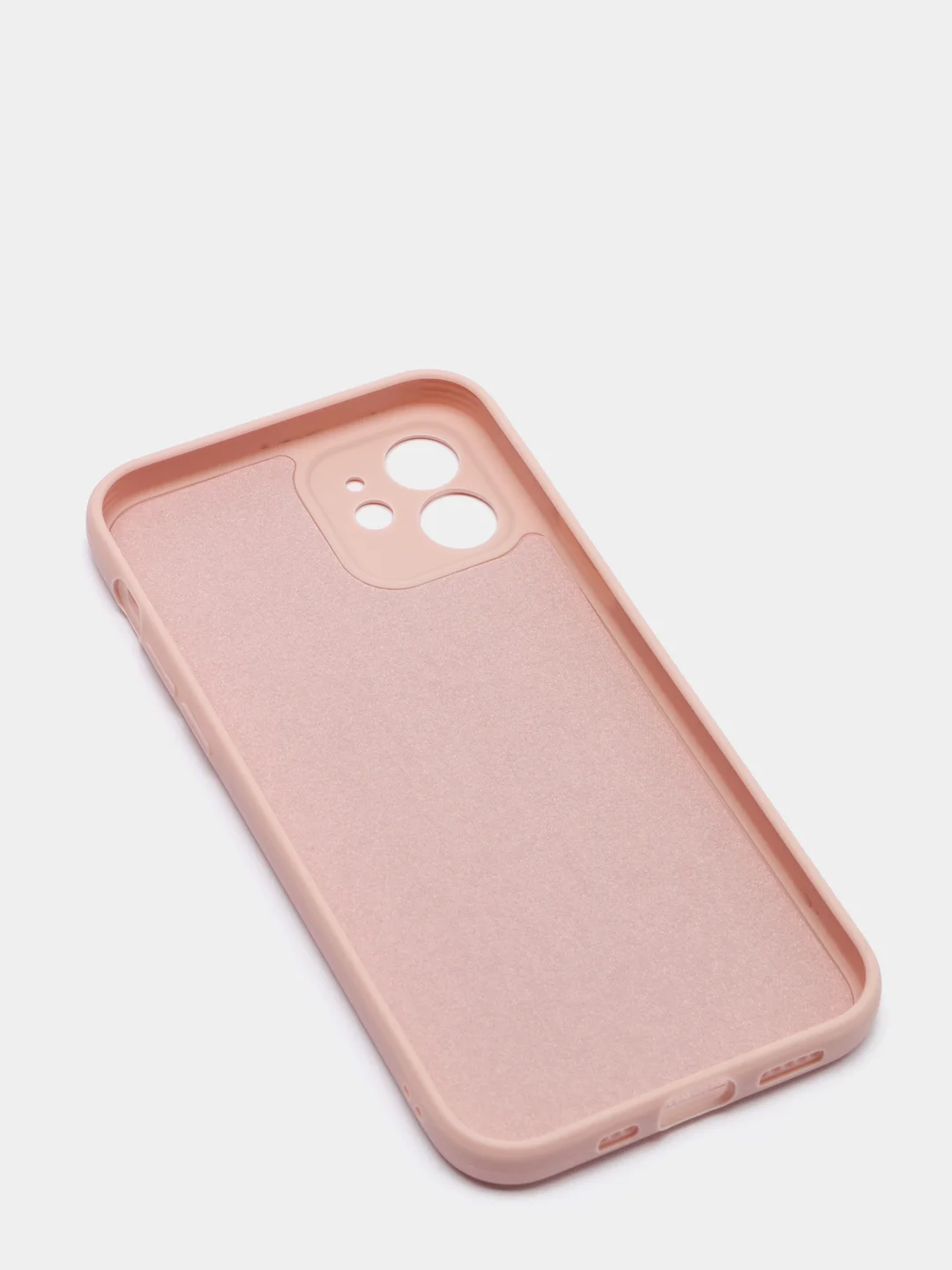 Коралловый меланж чехол силиконовый для iPhone 12 матовый с защитой камер, закрытым низом и бархатом внутри