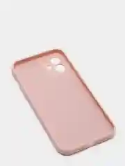 Коралловый меланж чехол силиконовый для iPhone 12 матовый с защитой камер, закрытым низом и бархатом внутри