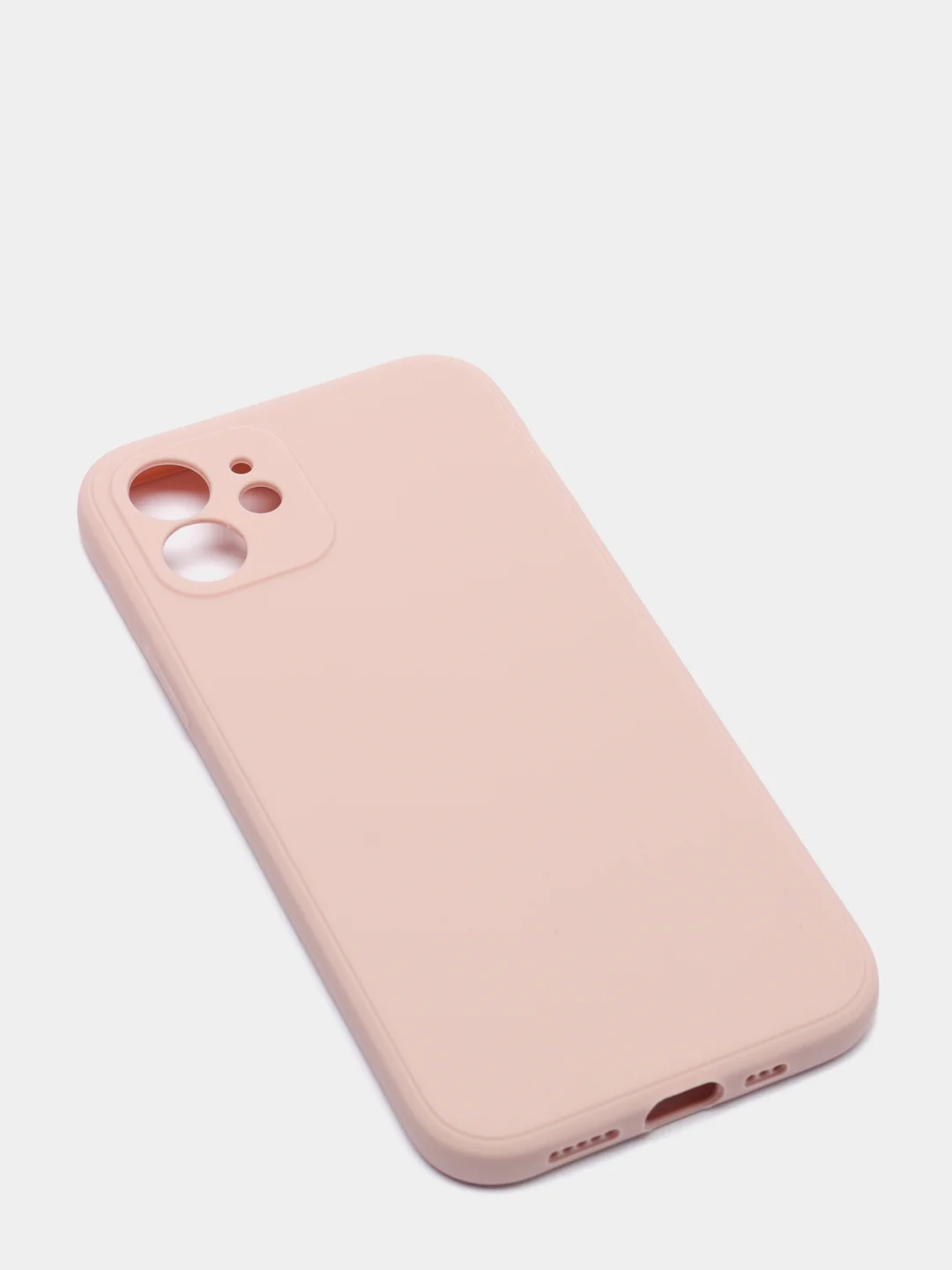 Коралловый меланж чехол силиконовый для iPhone 12 матовый с защитой камер, закрытым низом и бархатом внутри