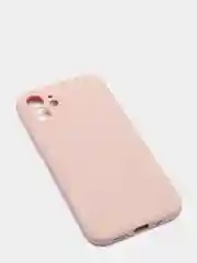 Коралловый меланж чехол силиконовый для iPhone 12 матовый с защитой камер, закрытым низом и бархатом внутри
