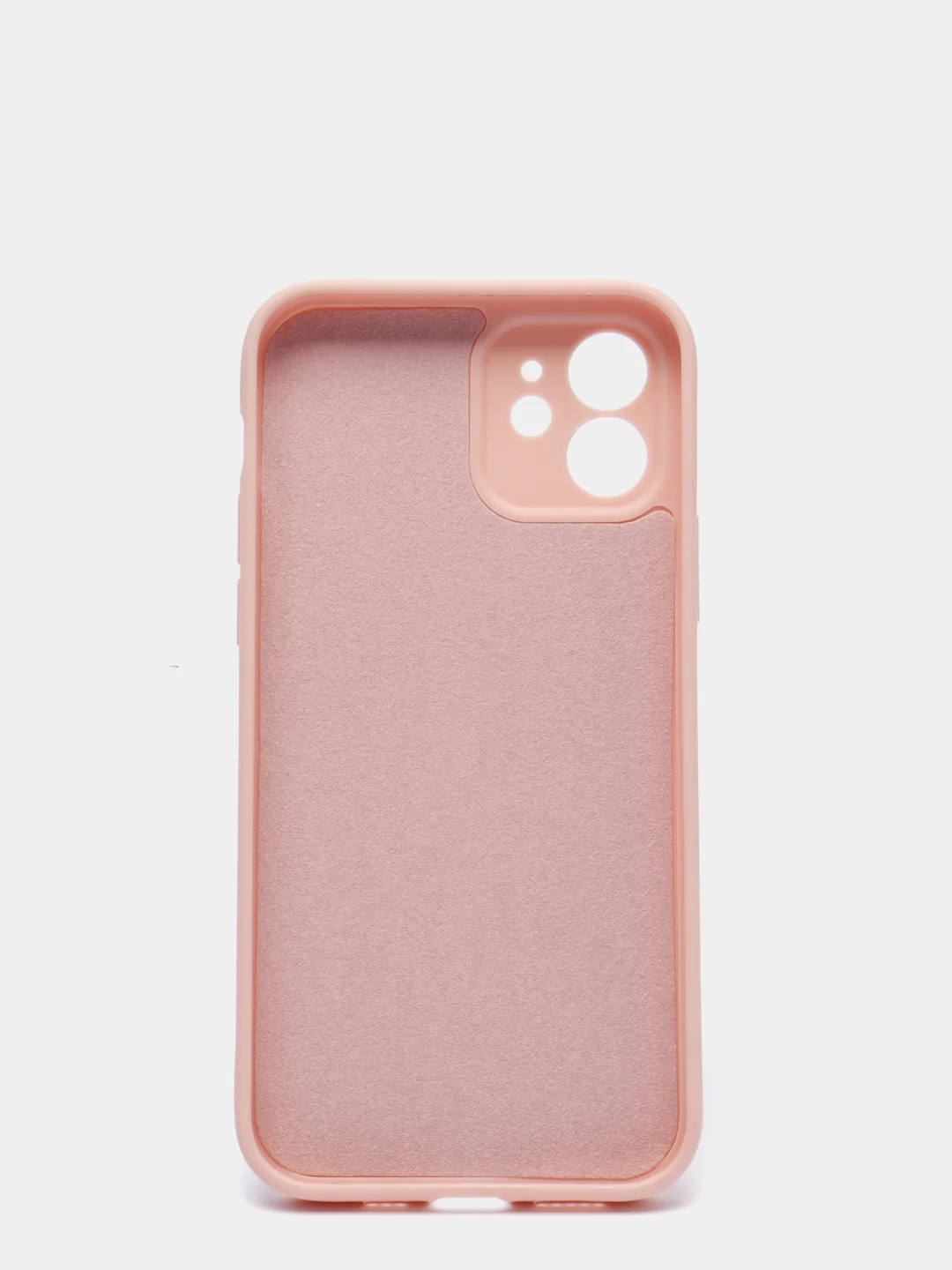 Коралловый меланж чехол силиконовый для iPhone 12 матовый с защитой камер, закрытым низом и бархатом внутри