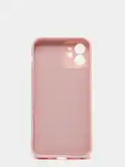 Коралловый меланж чехол силиконовый для iPhone 12 матовый с защитой камер, закрытым низом и бархатом внутри