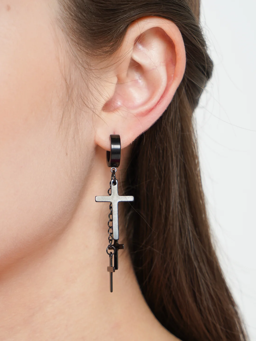 Черный серьга с 3 крестами, 1 штука, 2 цвета