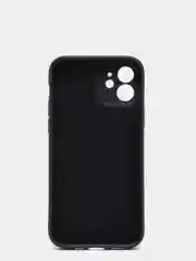 Черный чехол силиконовый для iPhone 12 матовый с защитой камер, закрытым низом и бархатом внутри