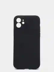 Черный чехол силиконовый для iPhone 12 матовый с защитой камер, закрытым низом и бархатом внутри