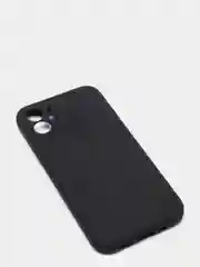 Черный чехол силиконовый для iPhone 12 матовый с защитой камер, закрытым низом и бархатом внутри
