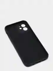 Черный чехол силиконовый для iPhone 12 матовый с защитой камер, закрытым низом и бархатом внутри