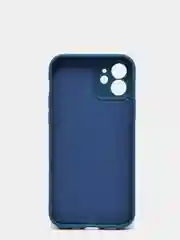 Синий меланж чехол силиконовый для iPhone 12 матовый с защитой камер, закрытым низом и бархатом внутри