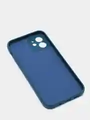 Синий меланж чехол силиконовый для iPhone 12 матовый с защитой камер, закрытым низом и бархатом внутри