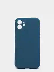 Синий меланж чехол силиконовый для iPhone 12 матовый с защитой камер, закрытым низом и бархатом внутри