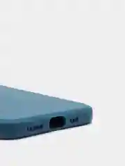 Синий меланж чехол силиконовый для iPhone 12 матовый с защитой камер, закрытым низом и бархатом внутри