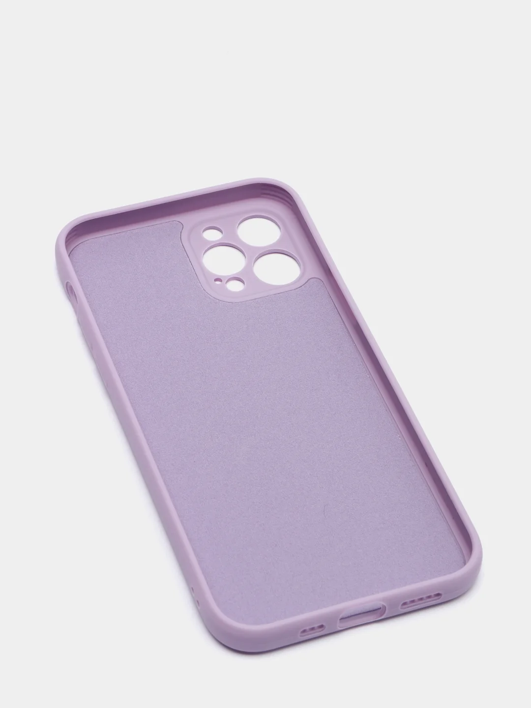 Лавандовый чехол силиконовый iPhone 12 PRO матовый с защитой камер, закрытым низом и бархатом внутри