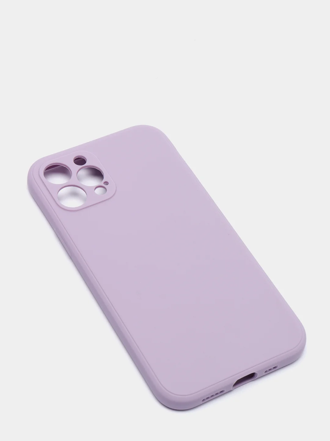 Лавандовый чехол силиконовый iPhone 12 PRO матовый с защитой камер, закрытым низом и бархатом внутри