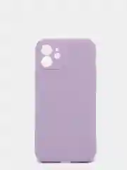Лавандовый чехол силиконовый для iPhone 12 матовый с защитой камер, закрытым низом и бархатом внутри
